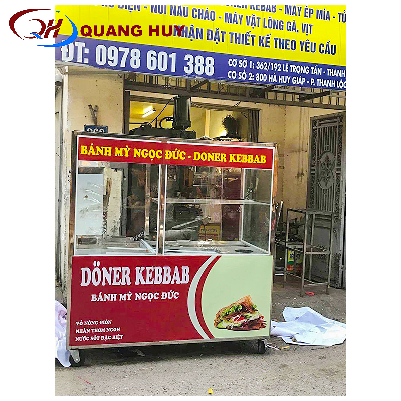 Khung xe bánh mì thổ nhĩ kì chữ nhật được làm hoàn toàn bằng inox