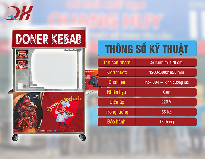 Thông số kỹ thuật cơ bản của xe bánh mì thổ nhĩ kỳ 1m2
