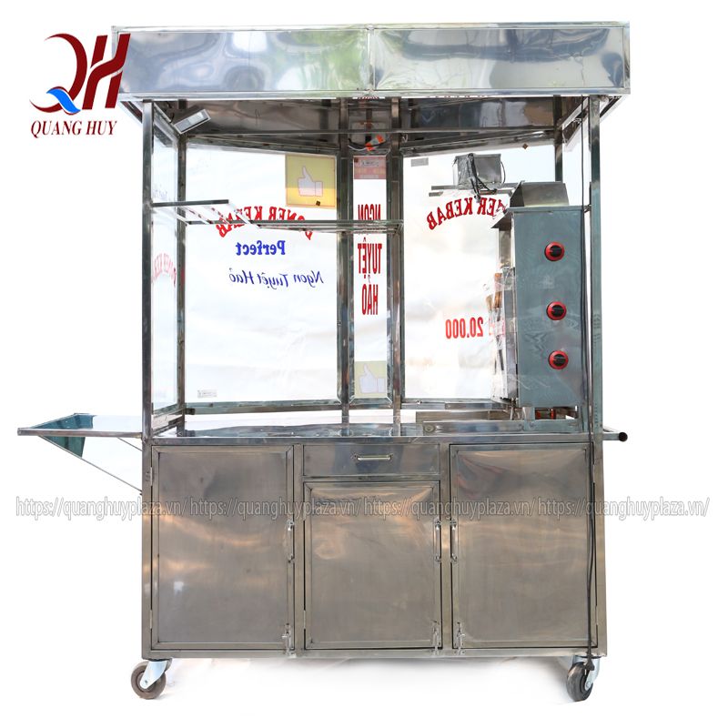 Xe bán xôi bán bánh mì được chia thành 2 ngăn khác nhau Xe bán xôi bán bánh mì được chia thành 2 ngăn khác nhau