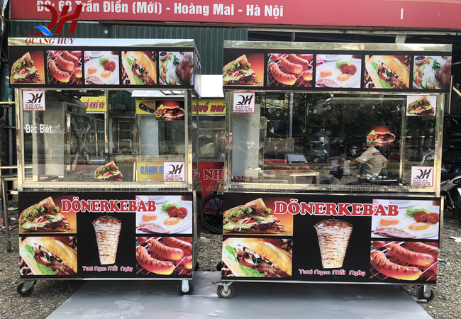 Xe bánh mỳ Doner Kebab mẫu mới cho hộ kinh doanh vừa và nhỏ