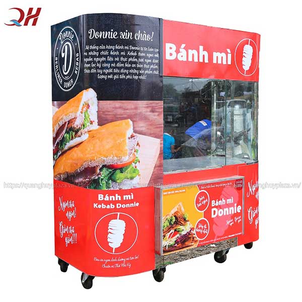 Thiết kế xe bánh mì tokki kính cong mới mẻ, đẹp mắt
