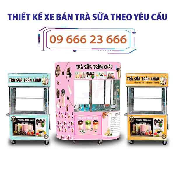 Quang Huy nhận đặt và thiết kế xe đẩy bán trà sữa theo yêu cầu uy tín giá rẻ