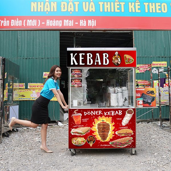 Xe bánh mì Doner Kebab mái bằng 1m3 giá rẻ