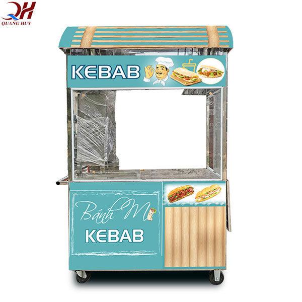 xe bánh mì doner kebab 1m8 mái vòm có cường lực bao quanh
