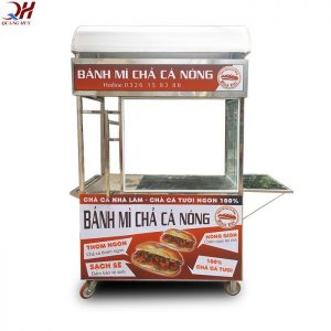 Mẫu xe bánh mì chả cá nóng mới gia công tại Quang Huy