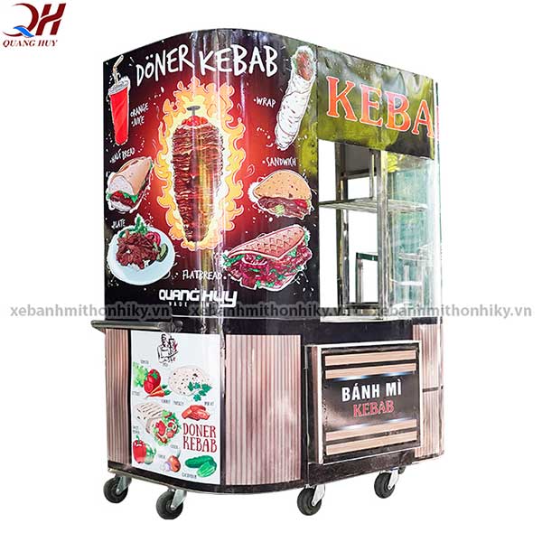 Xe bánh mì Doner Kebab được thiết kế màu sắc, hình ảnh Decal đẹp mắt