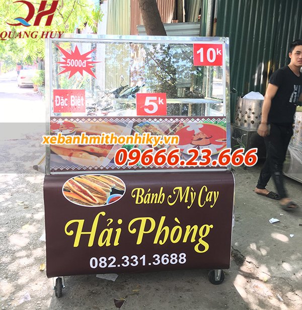 Xe bánh mì que Hải Phòng 1m3 gia công tại Quang Huy