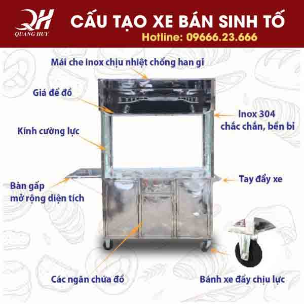 Cấu tạo xe bán sinh tố nước ép trái cây tại Quang Huy