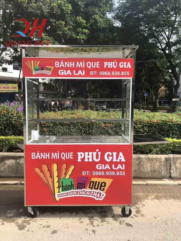 Xe đẩy bán bánh mì que inox thiết kế theo yêu cầu