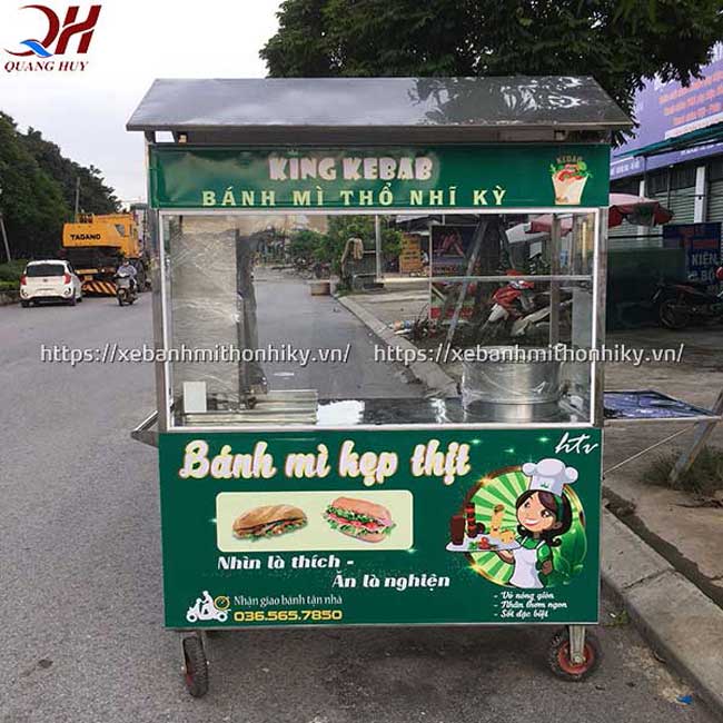 Xe bánh mì doner kebab 1m6 mái chùa do Quang Huy sản xuất