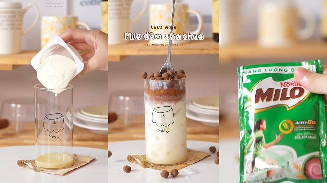 Nếu đã chán milo dầm sữa đặc thì bạn có thể chuyển sang kiểu dầm sữa chua nha!