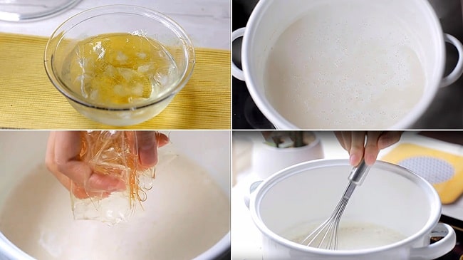 Nấu sữa đậu nành cùng với các nguyên liệu khác để tạo thành món tàu hủ thơm ngon