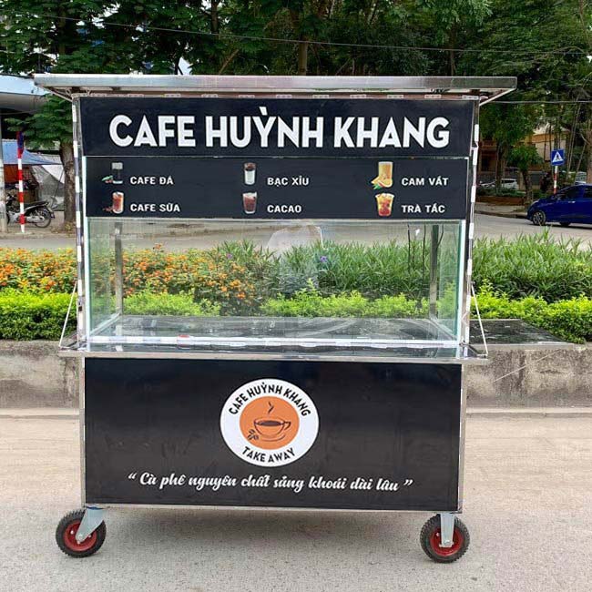 Xe cà phê đẹp Huỳnh Kháng decal đen