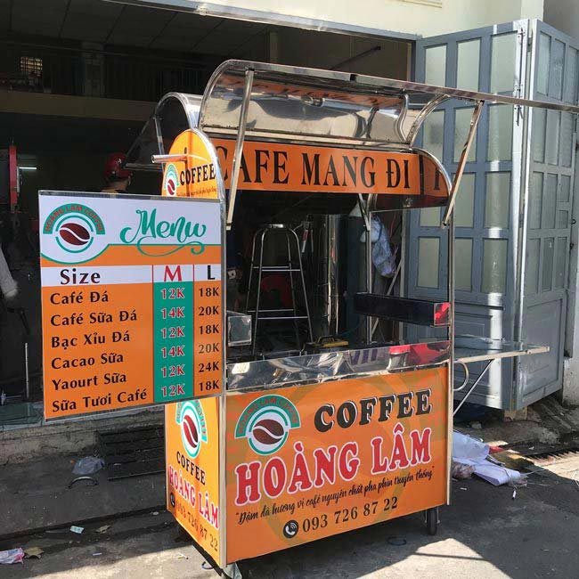 Xe bán cafe Hoàng Lâm decal cam 