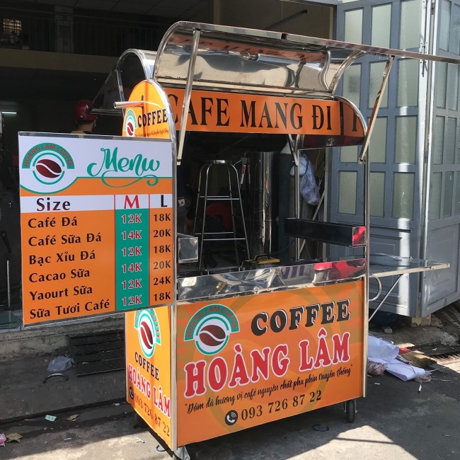 Xe bán cafe Hoàng Lâm decal cam 