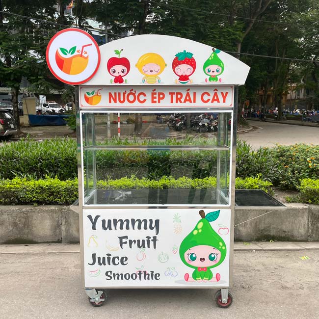 xe đẩy sinh tố nước ép trắng