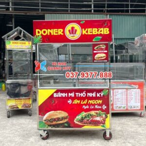 Xe bán bánh mì Kebab 1m2 có lò nướng màu đỏ