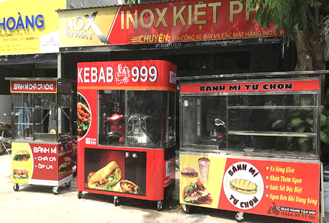 xe bánh mì kebab inox kiệt phát