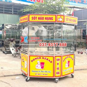 Xe đẩy bán bánh mì Thổ Nhĩ Kỳ 1m5 lục giác vàng