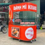 Xe bánh mì Kebab 1m8 kính cong đỏ